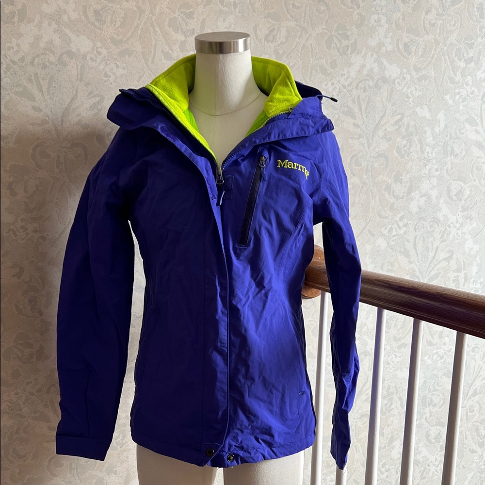 Marmot Royal Blue Jacket with Bright Lime Interior